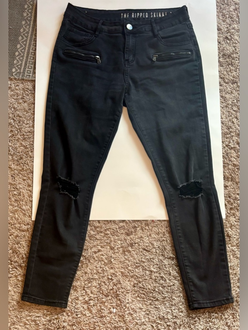 The Ripped Skinny Rock Revival 7/8 Distressed Revival Black Skinny Jeans
